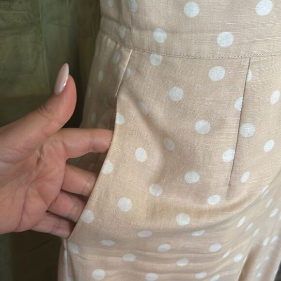 Privacy Please Beige/pink Polka Dot cut out Jumpsuit, XS - Picture 5 of 11